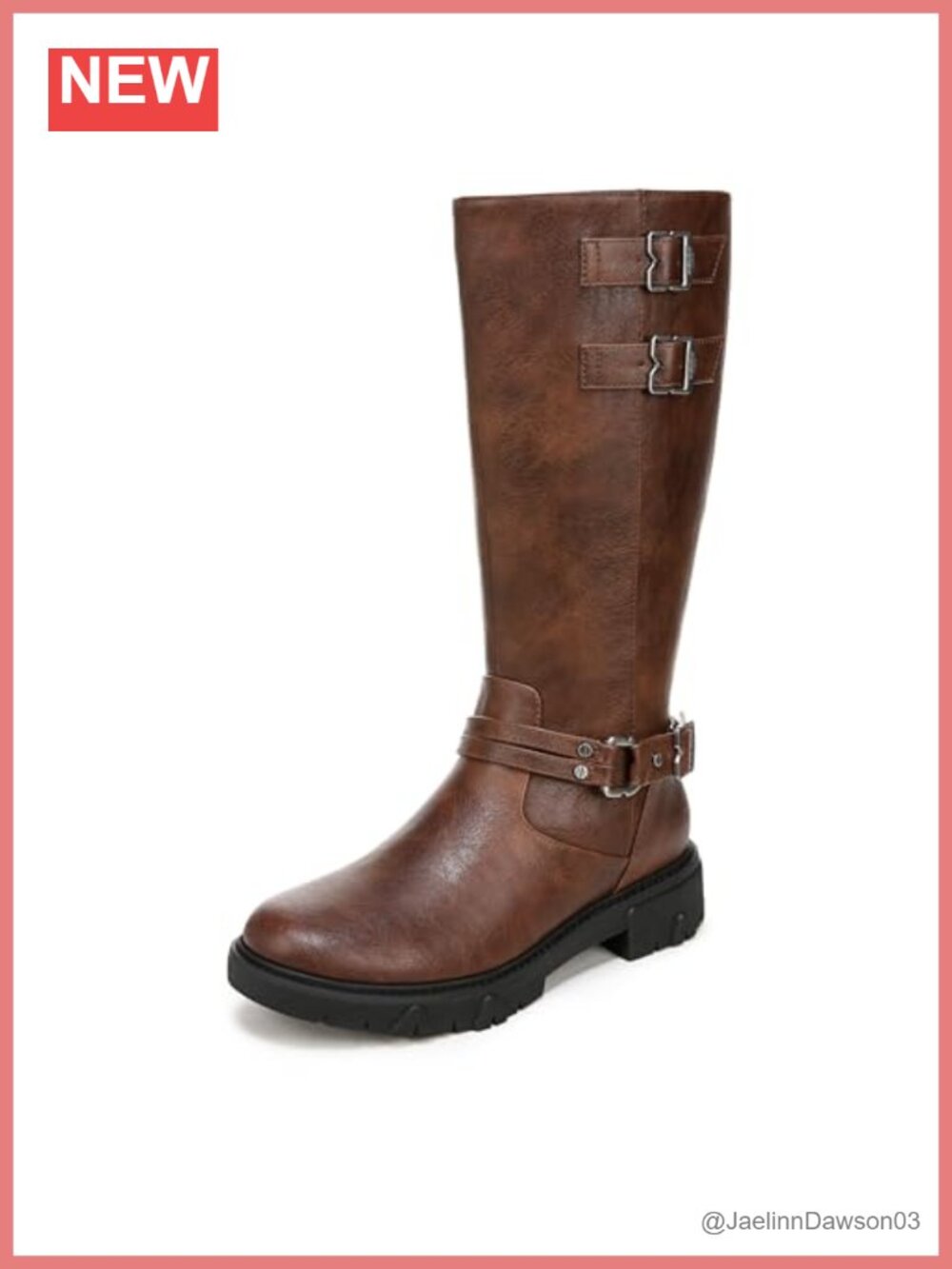 Dr Scholls Women's Knee High Moto Boots Faux Leather Zip Closure
